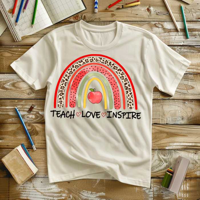 "Teach, Love, Inspire"  Full Color DTF Transfer