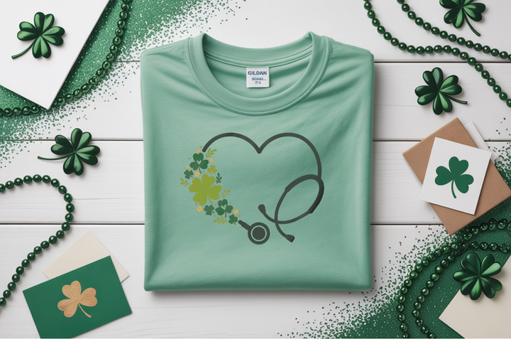 "Heart - Stethoscope" St. Patrick's Day Shirt