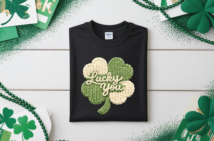Lucky You Faux Embroidery St Patrick's Day Shirt