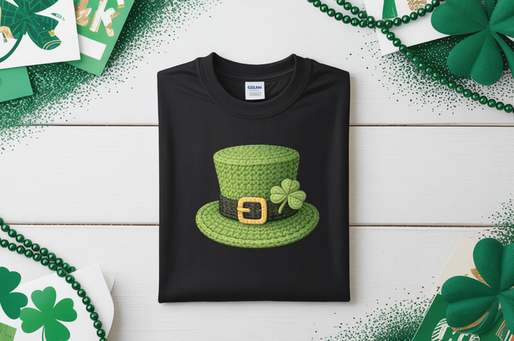 Top Hat Faux Embroidery St Patrick's Day Shirt