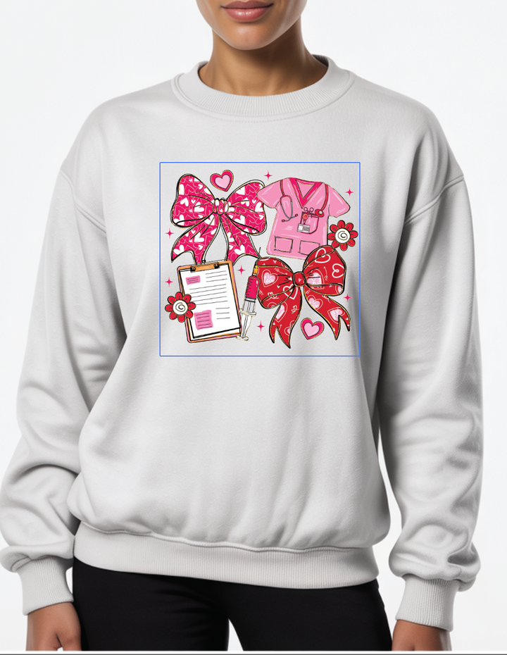 Valentine's Nurse Bows Sweatshirt